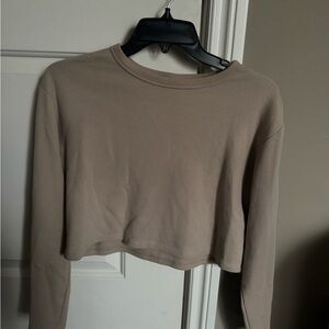Sunday Best Beige Long Sleeve Crop Top